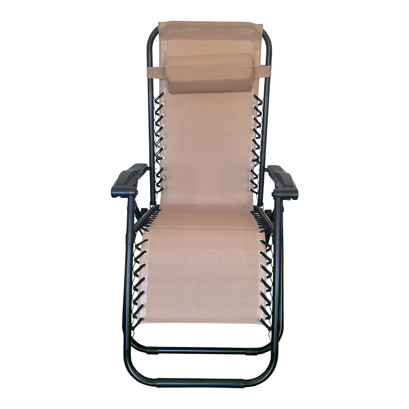 Fotoliu relaxant pliabil Mirka, Metal Negru, Textilenă, Gri, 65x165x110 cm - Maro
