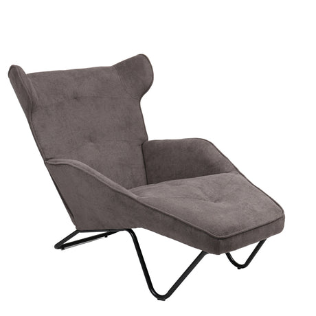 Fotoliu Relax Totely din tesatura de Gri si metal negru cu picior, negru, 74x122x90 cm