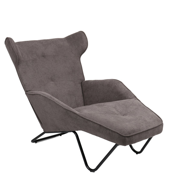 Fotoliu Relax Totely din tesatura de Gri si metal negru cu picior, negru, 74x122x90 cm