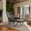 Fotoliu Relax Totely din tesatura de Gri si metal negru cu picior, negru, 74x122x90 cm, imagine suplimentara
