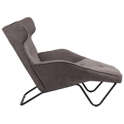 Fotoliu Relax Totely din tesatura de Gri si metal negru cu picior, negru, 74x122x90 cm, perspectiva suplimentara