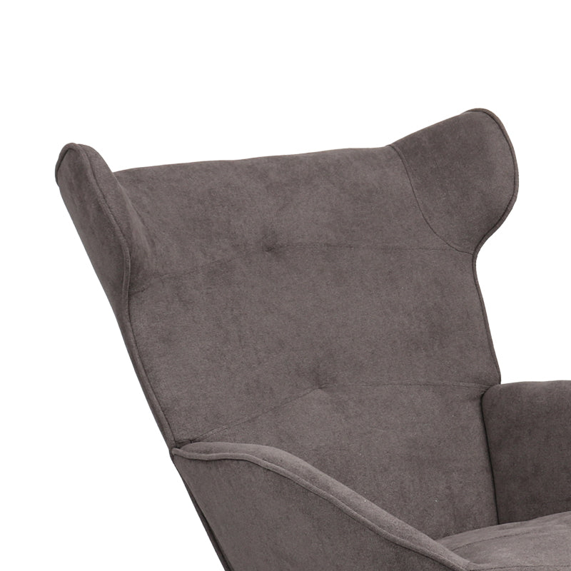 Fotoliu Relax Totely din tesatura de Gri si metal negru cu picior, negru, 74x122x90 cm