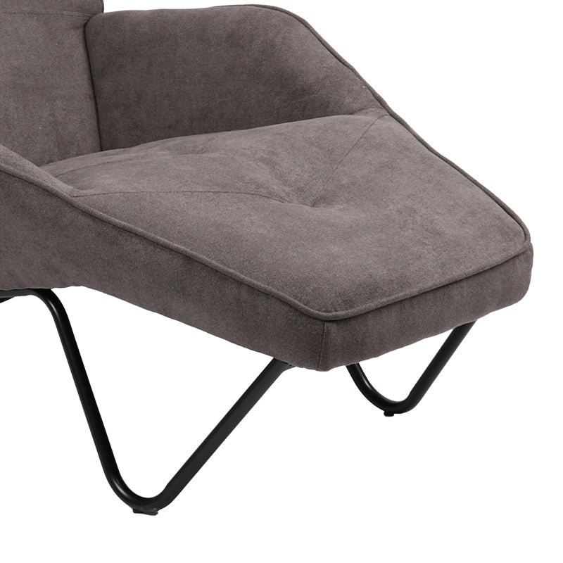 Fotoliu Relax Totely din tesatura de Gri si metal negru cu picior, negru, 74x122x90 cm