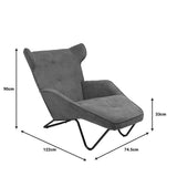 Fotoliu Relax Totely din tesatura de Gri si metal negru cu picior, negru, 74x122x90 cm