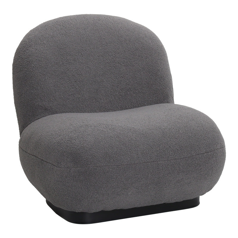 Fotoliu Rosalie, tesatura Teddy Bej, Baza, Neagra, 85x82x77 cm - Gri
