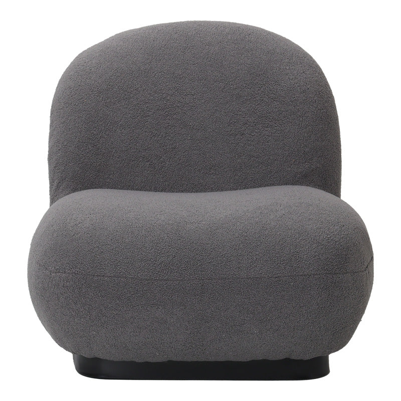 Fotoliu Rosalie, tesatura Teddy Bej, Baza, Neagra, 85x82x77 cm - Gri