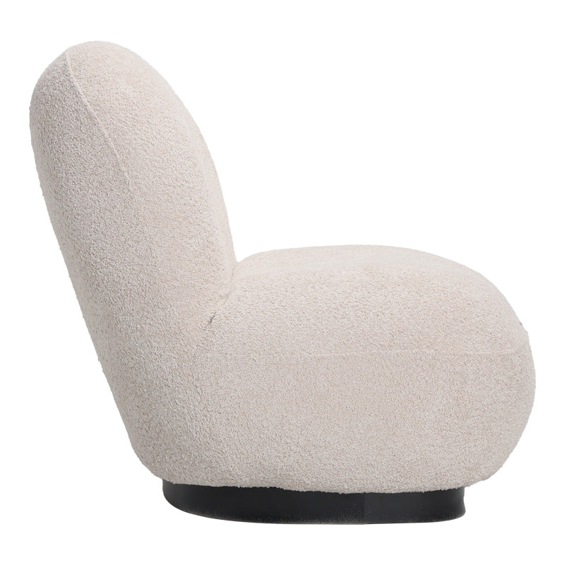 Fotoliu Rosalie, tesatura Teddy Bej, Baza, Neagra, 85x82x77 cm - Bej