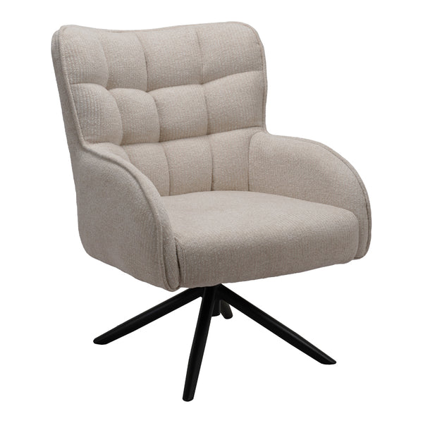 Fotoliu rotativ cu funcție Fremilia, Stil Modern, Material Țesătură, Gri-Bej, 75x80x94 cm