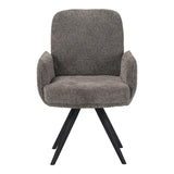 Fotoliu pivotant cu funcție Novo, Stil Modern, Material Bouclé Alb, Picioare Metal, Negru, 66x60x90 cm - BLACK - GREY
