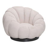 Fotoliu rotativ cu taburet Nester boucle, bej, 98x97x69 cm