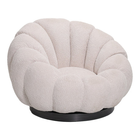Fotoliu rotativ cu taburet Nester boucle, bej, 98x97x69 cm