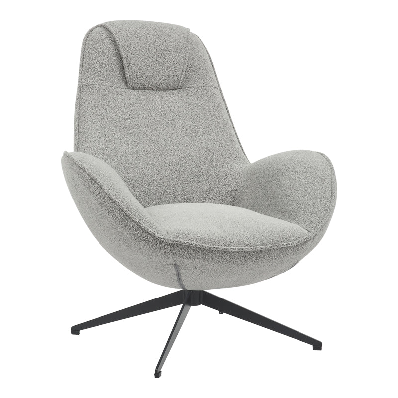 Fotoliu rotativ Flago boucle tesatura, Gri deschis, 85x88x104 cm