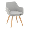 scaun Fotoliu Safira tesatura Gri cu picior din lemn Natural 57x58x84 cm