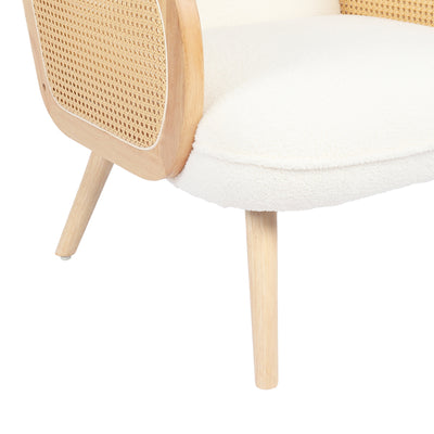 Fotoliu Stedy, model Scandi, țesătură teddy alb, picioare, naturală, 78x64x82 cm, foto produs 8