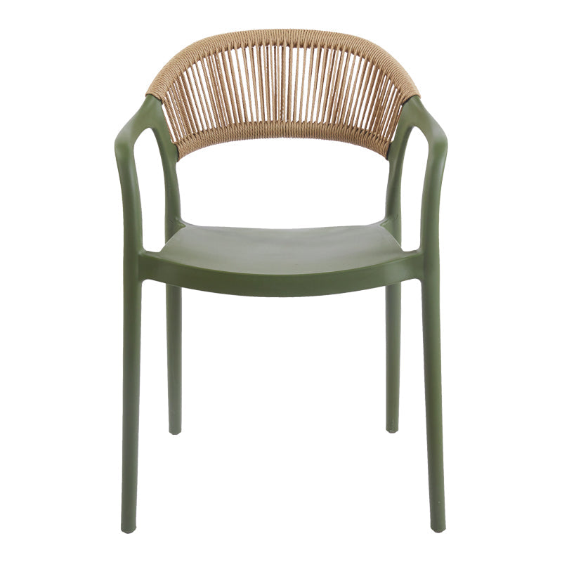 Fotoliu stivuibil Ankara, ratan -PE, alb-natural, 54x55x77 cm - Verde