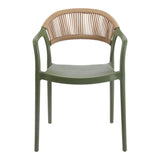 Fotoliu stivuibil Ankara, ratan -PE, alb-natural, 54x55x77 cm - Verde
