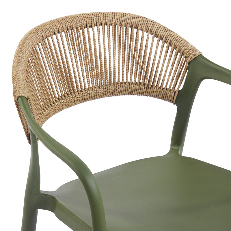 Fotoliu stivuibil Ankara, ratan -PE, alb-natural, 54x55x77 cm - Verde