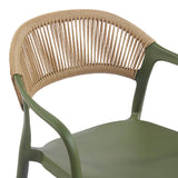 Fotoliu stivuibil Ankara, ratan -PE, alb-natural, 54x55x77 cm - Verde