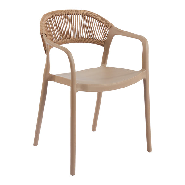 Fotoliu stivuibil cu design ratan PE, Model Ankara, moka-natural, Maro, 54x55x77 cm