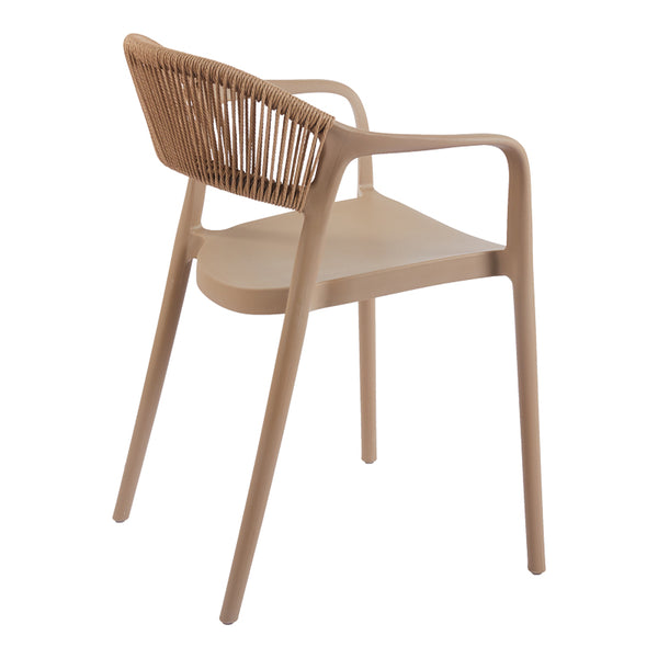 Fotoliu stivuibil cu design ratan PE, Model Ankara, moka-natural, Maro, 54x55x77 cm