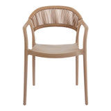 Fotoliu stivuibil cu design ratan PE, Model Ankara, moka-natural, Maro, 54x55x77 cm