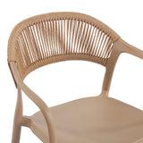 Fotoliu stivuibil cu design ratan PE, Model Ankara, moka-natural, Maro, 54x55x77 cm