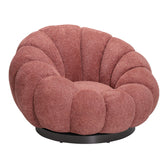 Fotoliu swivel cu taburet Nester, Boucle, Mar Putred, Roz, 98x97x69 cm, imagine suplimentara
