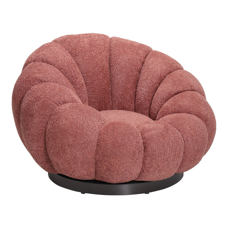 Fotoliu swivel cu taburet Nester, Boucle, Mar Putred, Roz, 98x97x69 cm, imagine suplimentara