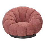 Fotoliu swivel cu taburet Nester, Boucle, Mar Putred, Roz, 98x97x69 cm