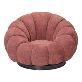 Fotoliu swivel cu taburet Nester, Boucle, Mar Putred, Roz, 98x97x69 cm, detaliu produs