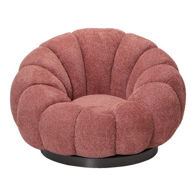 Fotoliu swivel cu taburet Nester, Boucle, Mar Putred, Roz, 98x97x69 cm, detaliu produs
