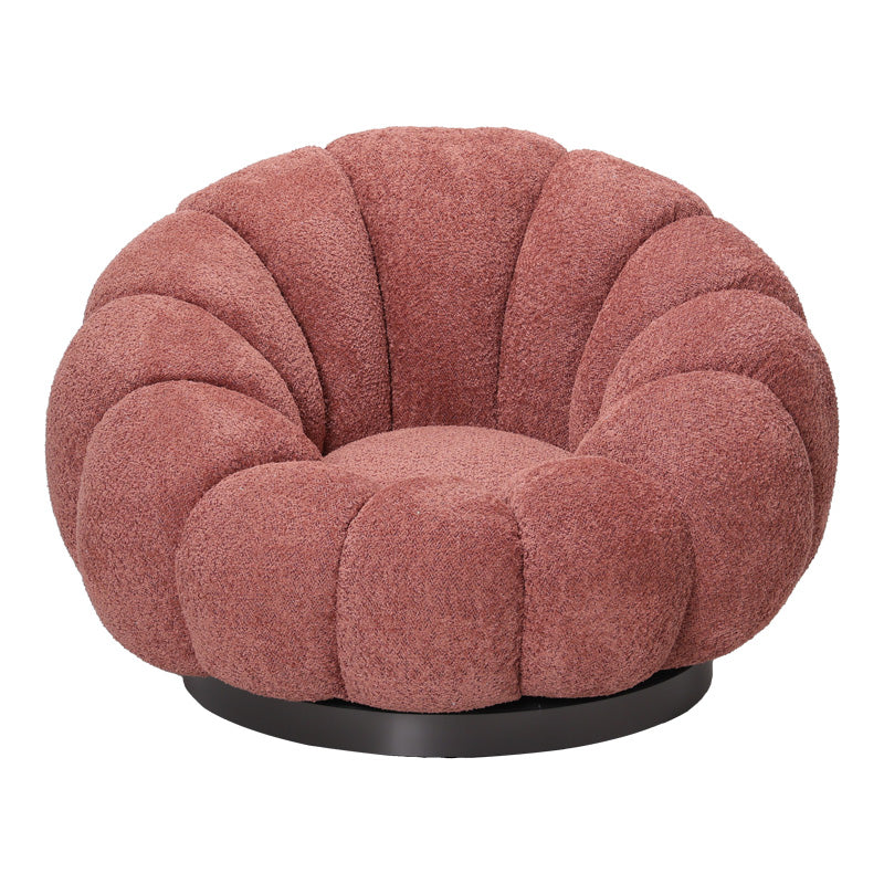 Fotoliu swivel cu taburet Nester, Boucle, Mar Putred, Roz, 98x97x69 cm, detaliu produs