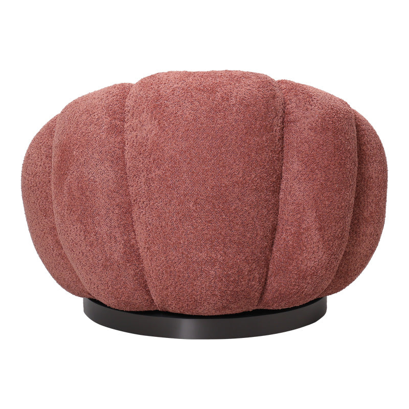 Fotoliu swivel cu taburet Nester, Boucle, Mar Putred, Roz, 98x97x69 cm, perspectiva suplimentara
