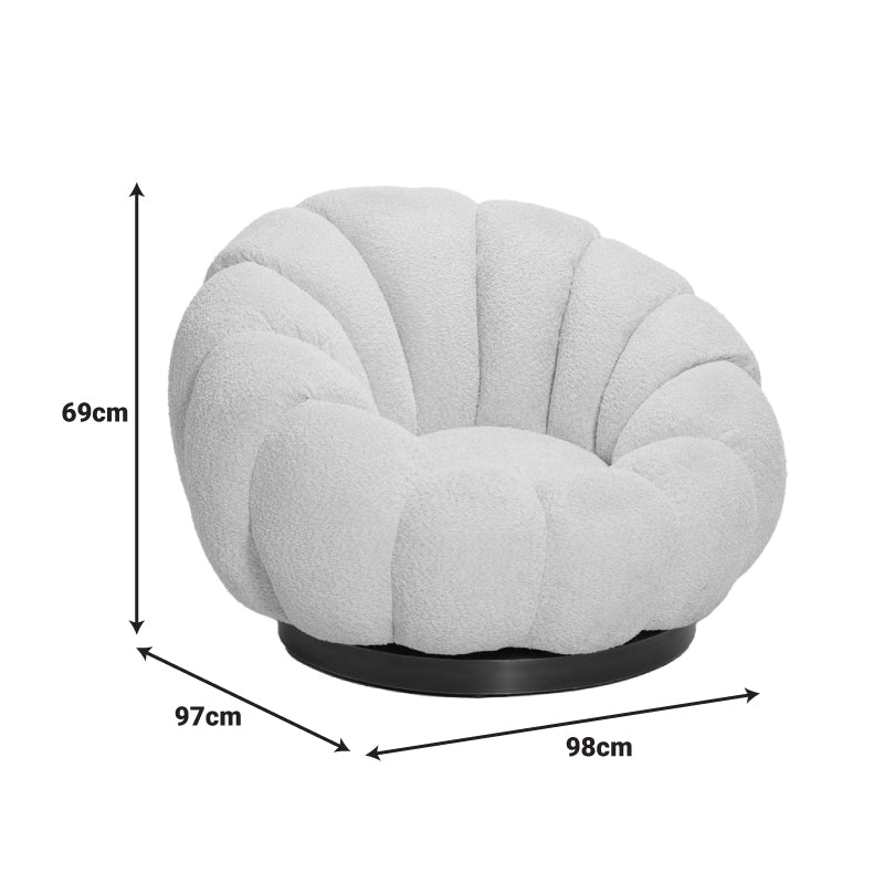 Fotoliu swivel cu taburet Nester, Boucle, Mar Putred, Roz, 98x97x69 cm, foto produs 7