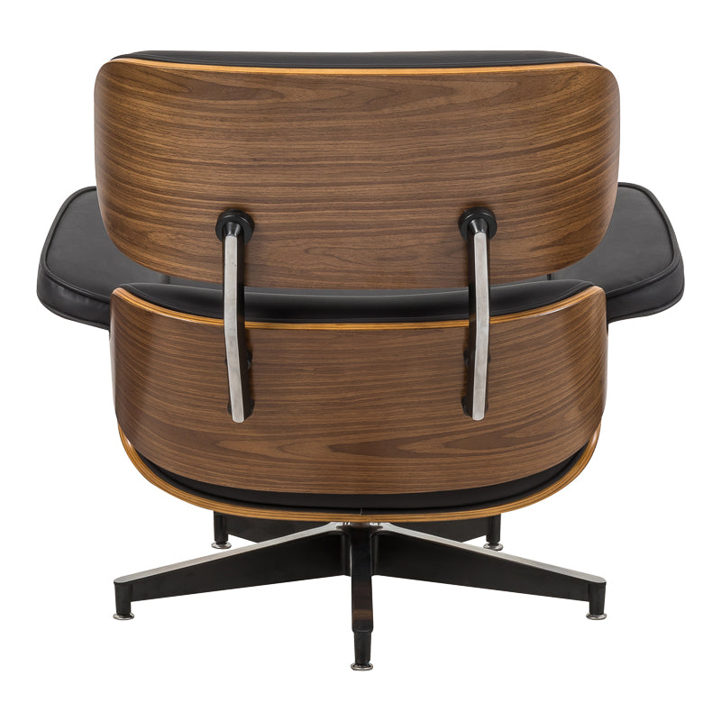 Fotoliu-taburet relax Eames, Negru - Nuc, 82x92x82 cm - Nuc