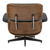 Fotoliu-taburet relax Eames, Negru - Nuc, 82x92x82 cm - Nuc
