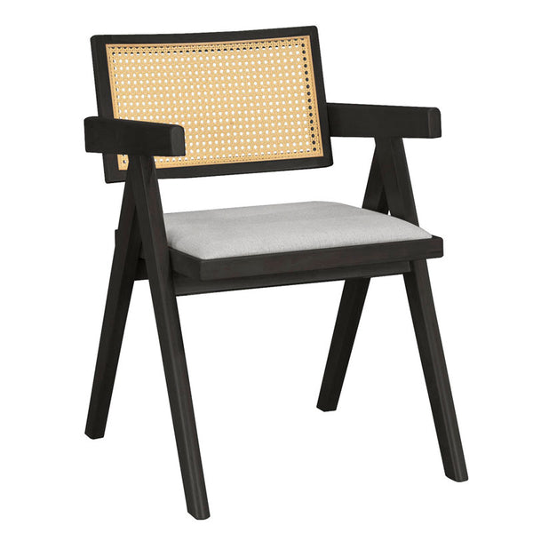 Fotoliu Winslow negru PVC ratan Natural tesatura, Gri, 64x56 cm