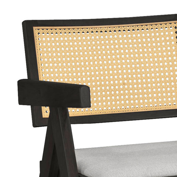 Fotoliu Winslow negru PVC ratan Natural tesatura, Gri, 64x56 cm