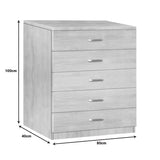 Gioko Comoda cu 5 sertare, Natural, 80x40x100 cm
