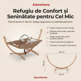 Hamac pentru copii cu suport Bliss, Maro - Albastru inchis, 66x62x147 cm - Maro