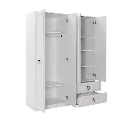 Dulap Haine Adore Hampton, 4 usi si 2 sertare, Alb, 140x185x52 cm, perspectiva suplimentara