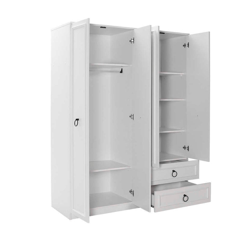 Dulap Haine Adore Hampton, 4 usi si 2 sertare, Alb, 140x185x52 cm, perspectiva suplimentara