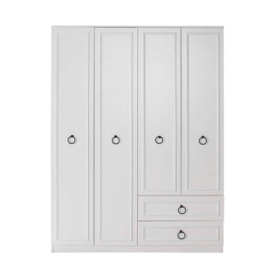 Dulap Haine Adore Hampton, 4 usi si 2 sertare, Alb, 140x185x52 cm, foto produs
