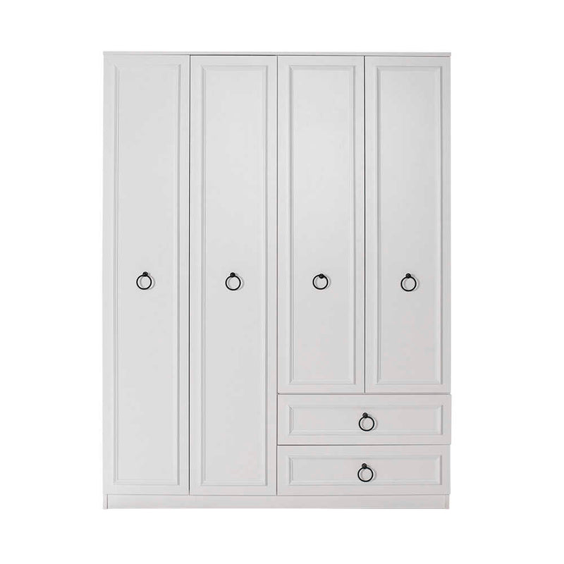 Dulap Haine Adore Hampton, 4 usi si 2 sertare, Alb, 140x185x52 cm, foto produs