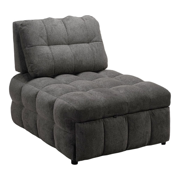 Jelica fotoliu-bed cu gri stofă, Gri - Negru, 88x110x86 cm
