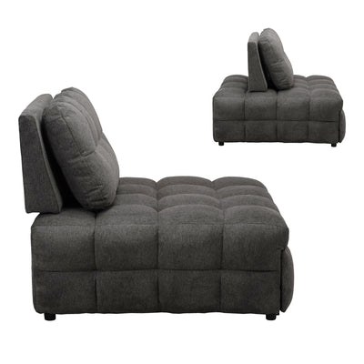 Jelica fotoliu-bed cu gri stofă, Gri - Negru, 88x110x86 cm, imagine suplimentara