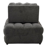 Jelica fotoliu-bed cu gri stofă, Gri - Negru, 88x110x86 cm