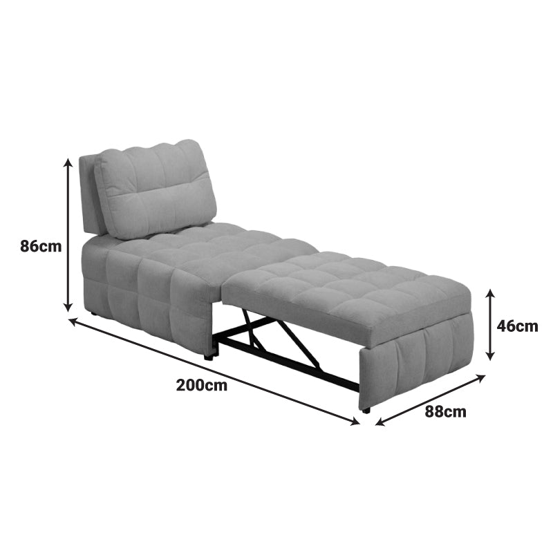 Jelica fotoliu-bed cu gri stofă, Gri - Negru, 88x110x86 cm