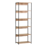 Kaliano stejar-negru metal Bibliotecă, 60x35x177 cm