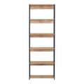 Kaliano stejar-negru metal Bibliotecă 59.5x35x176.5cm, 59.5x35x176.5 cm, Negru-Stejar, vedere laterală, MDF, PAL melaminat, metal, pentru living